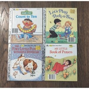 Lot of 4 Vintage Little Golden Books, My Little Book Of Prayers, Count To Ten...